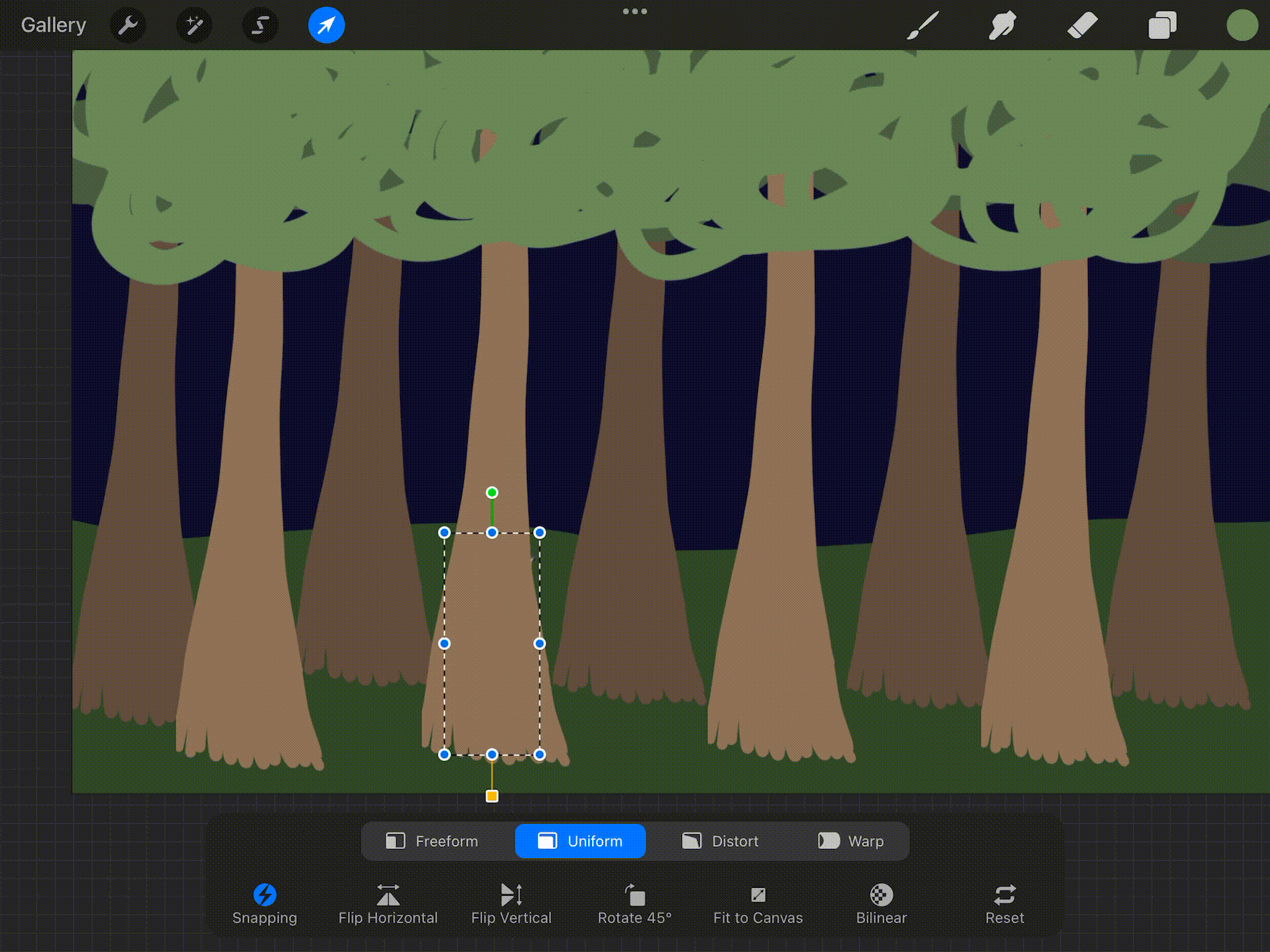Idea 1: Alexander moving between the trees