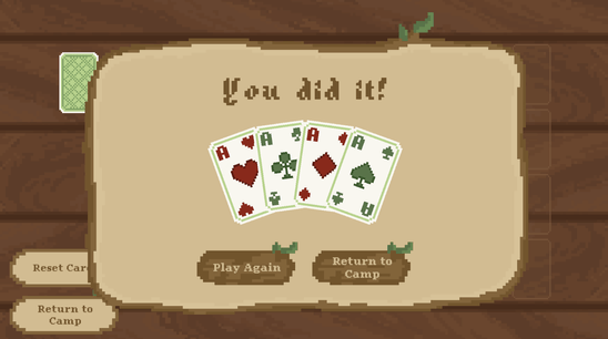 Solitaire Minigame Win Screen