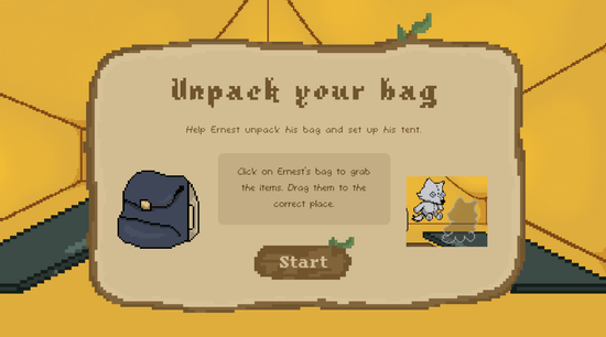 Unpacking Minigame Instruction Screen