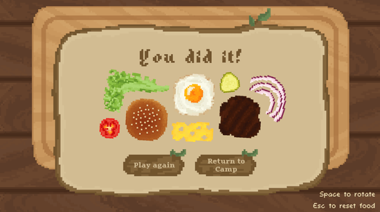 Cooking Minigame Win Screen