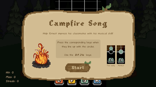 Rhythm Minigame Instruction Screen