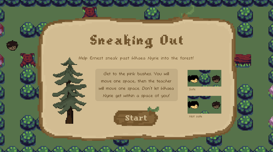 Sneaking Minigame Instruction Screen