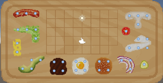 Food items with visual raycasts (Fig. 22)
